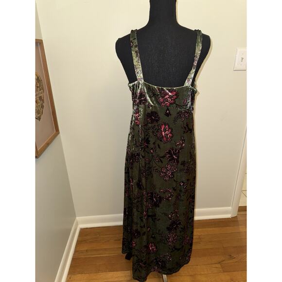 Jessica Simpson Midi Dress Womens L Green Velvet Whimsigoth Fairy Babydoll - Picture 4 of 4